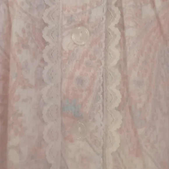 Miss Elaine Lovely Soft Plus Size Honeycomb Pink Paisley Gown NWT Size 1X & 2X - Picture 5 of 7